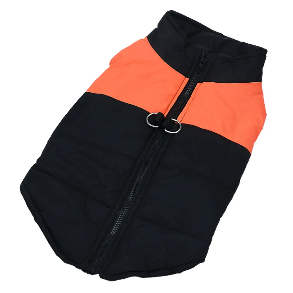Orange Пальто для домашних собак куртка пэчворк молния одежда для домашних животных зима для маленьких средних пальто для собак крупных пород куртка одежда, принадлежности для домашних питомцев теплая зима - Цвет: Orange