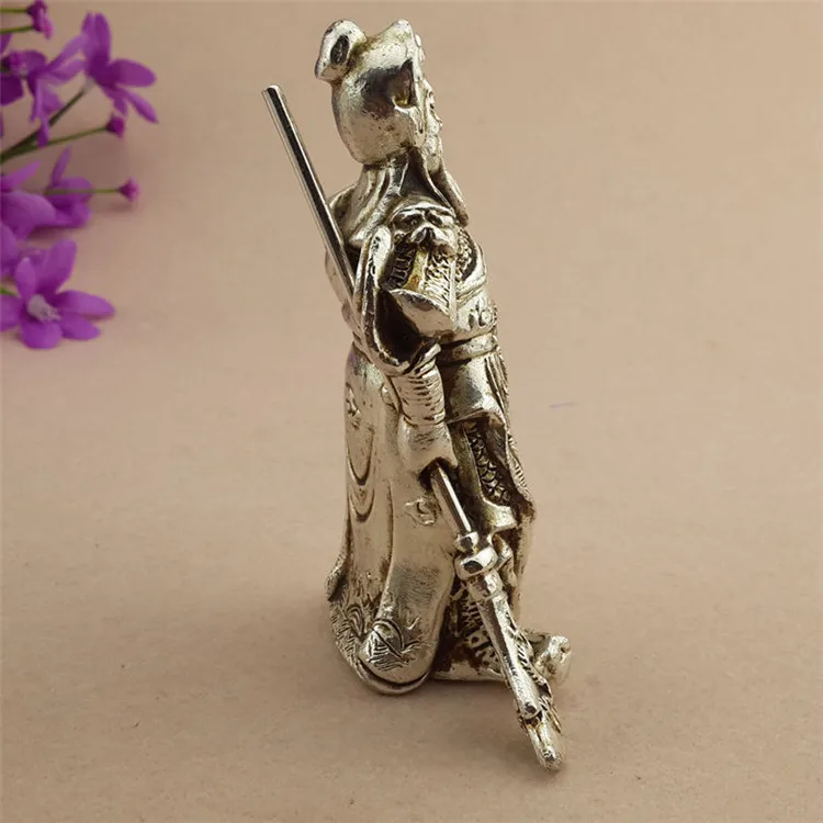 Тибетский буддизм Miao Серебряный боевой Бог богатства Гуань Гонг большая статуя