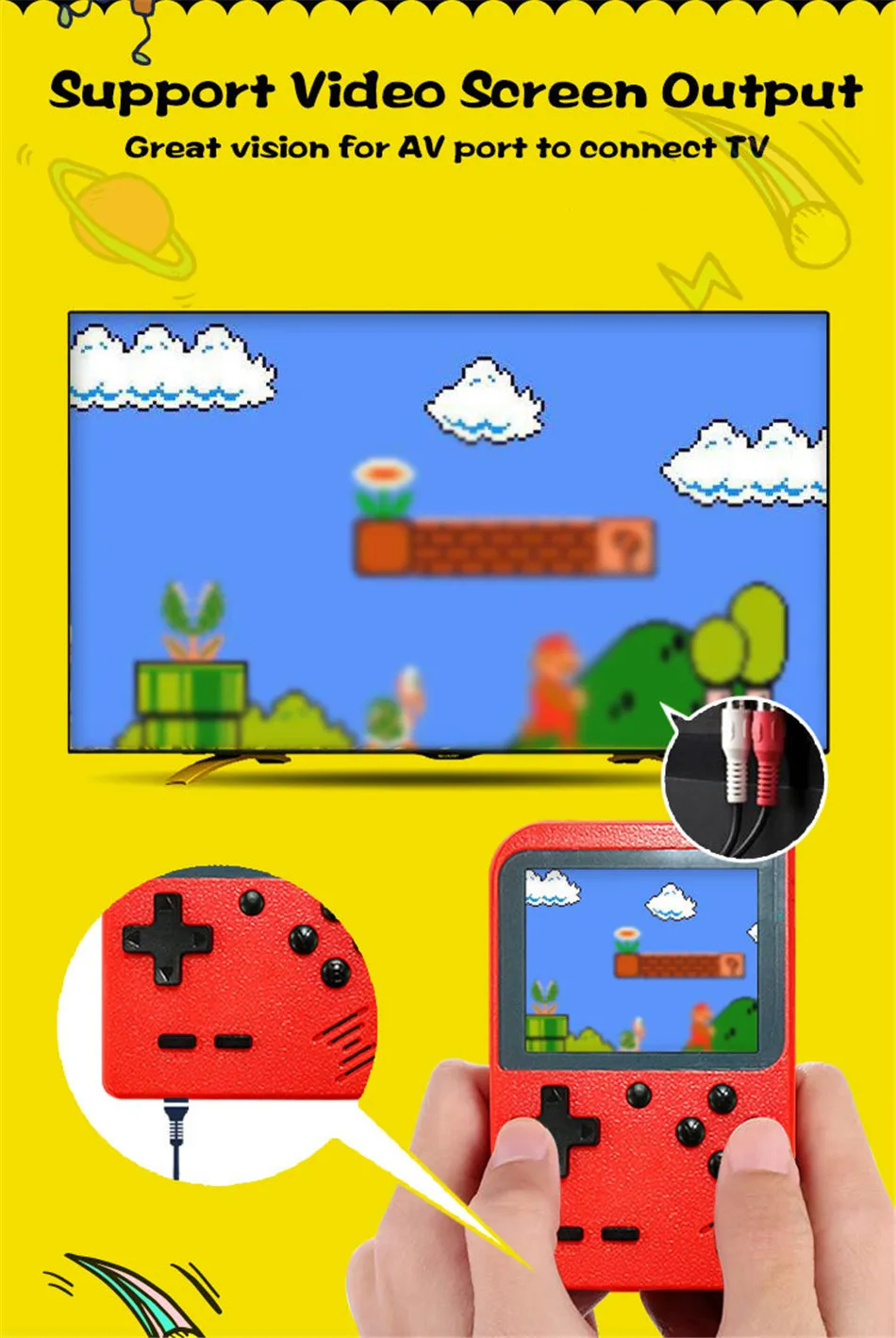 Мини портативная игровая консоль 8-Bit 2,8 в цветной ЖК-экран детский видео Портативный игровой плеер встроенный 128 игр на ТВ