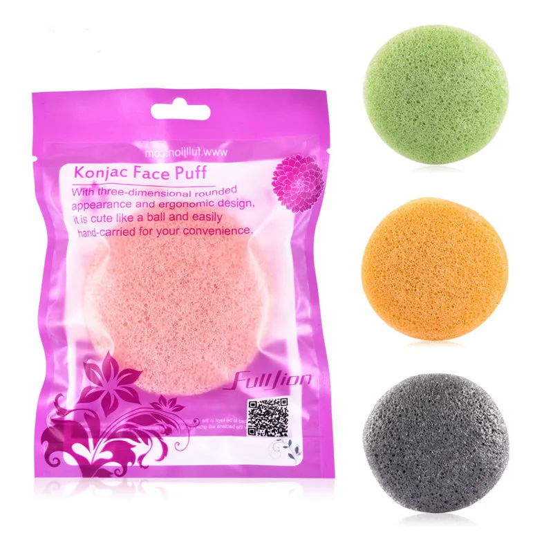 Круглая губка Konjac, косметическая губка для чистки лица, натуральный спонж Конняку, средство для очищения лица, смывание, 1 шт