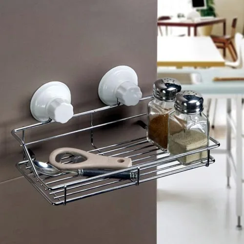 

BF020 magic ring dual metal shelf strong suction cup kitchen storage rack bathroom management rack Free shipping