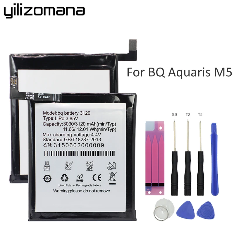 Yilizomana аккумулятор для телефона 3120 для BQ Aquaris M5 высокое качество сменные батареи большой емкости 3120 мАч