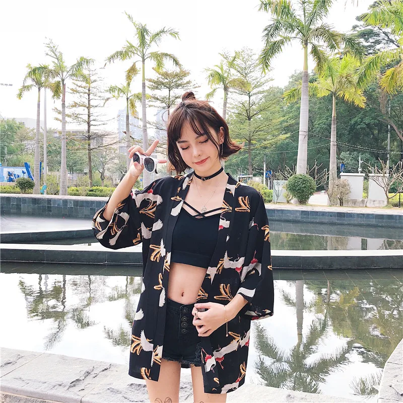 Традиционное японское кимоно yukata женское японское короткое платье свободная одежда kimomo японский кардиган кимоно Японские Женские haori