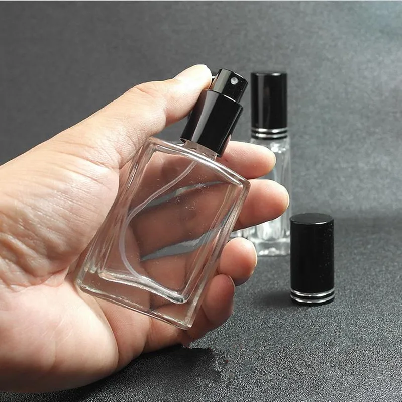 30 мл пустой квадрат прозрачного стекла флаконы для духов с туманом распылитель