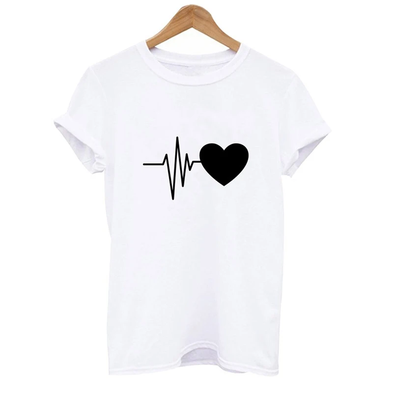 Футболка Camiseta Mujer модная футболка для женщин Vogue Лето топы Женская одежда Сердце