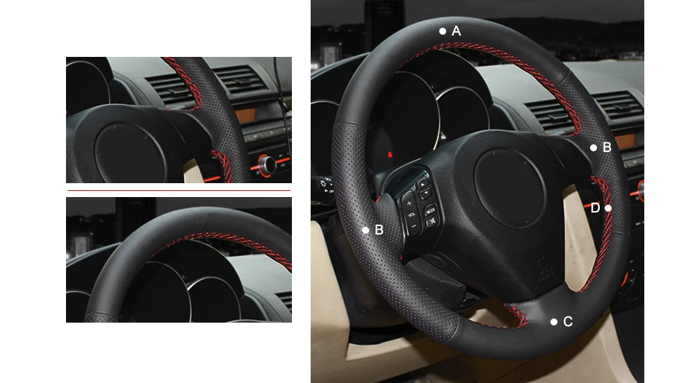 MEWANT черный искусственный кожаный чехол рулевого колеса автомобиля для Mazda 3 Axela 2004-2009 Mazda 5 2004-2010 Mazda 6 Atenza Mazda MPV