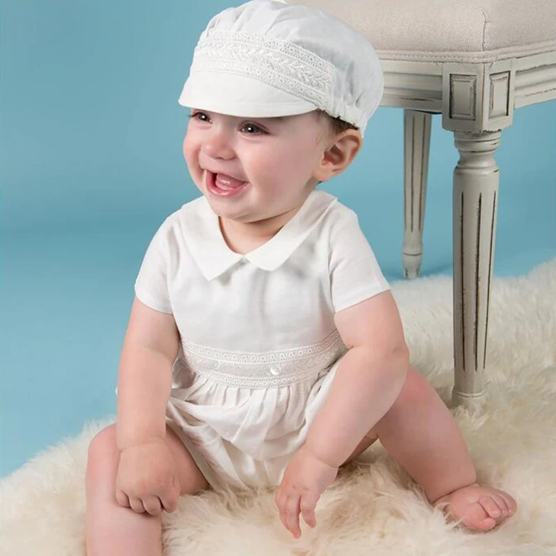 Baby Boy Baptism Gown Christening Dress Birthday Robe Flower Lace Applique 3 6 9 12 18 24 Month | Детская одежда и обувь