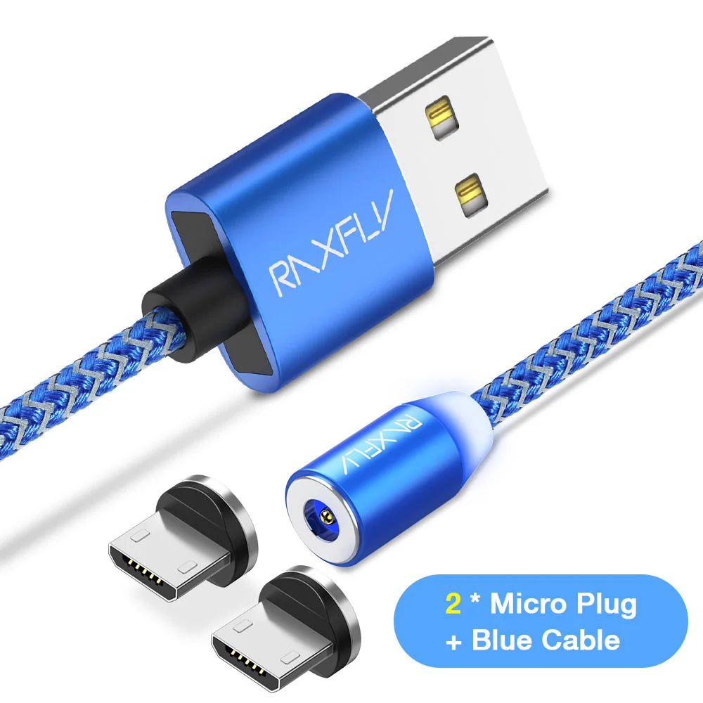 Blue 1 Cable 2 Plug Raxfly Магнитная Зарядное устройство USB кабель для samsung A5 Магнит Micro кабель типа USB-C для iPhone 5 5S зарядки кабель Lightning/USB магнитная зарядка - Цвет: Blue 1 Cable 2 Plug