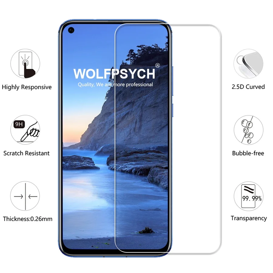 WOLFPSYCH Tempered Glass For Huawei Honor View 20 Screen Protector V20 9H HD Protective Film Anti-Explosion | Мобильные телефоны и