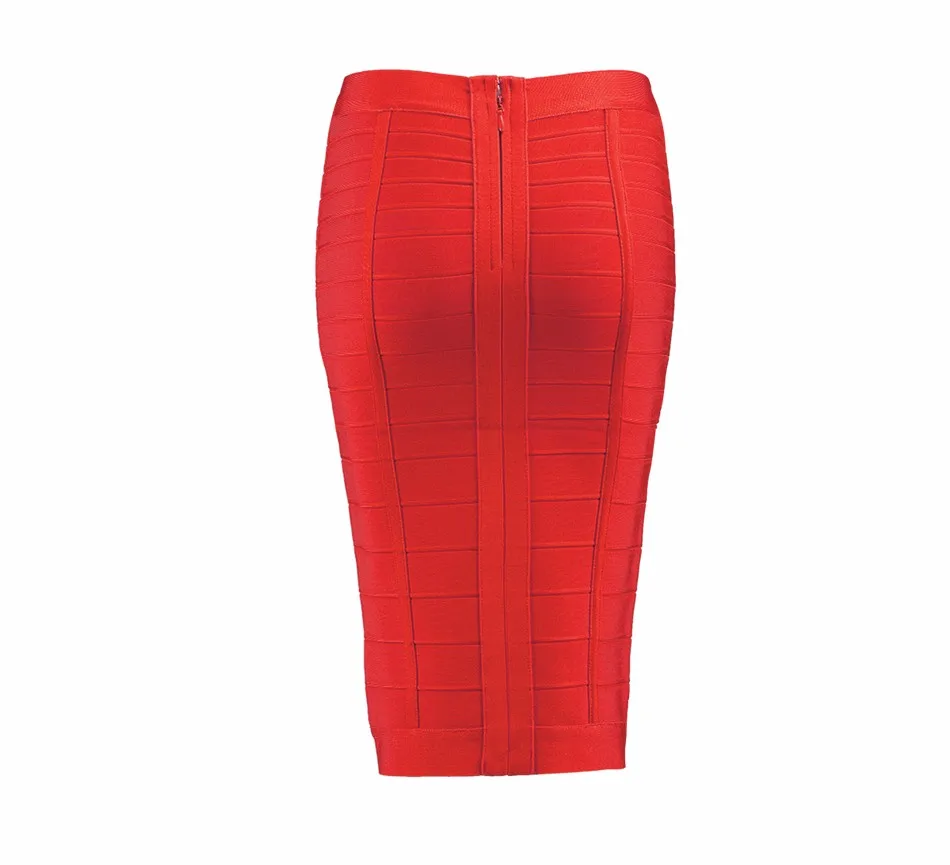 Женская бандажная юбка до колен красная облегающая карандаш в стиле Звезд для