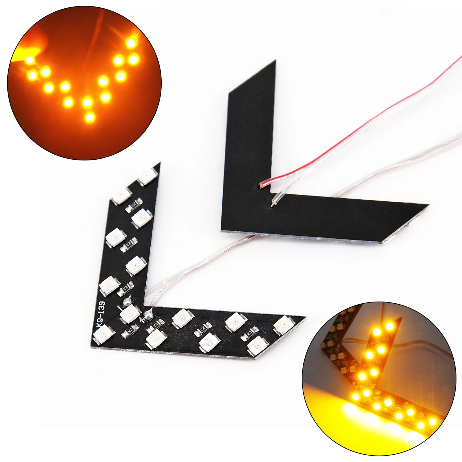 Комплект из 2 предметов, желтый 14SMD светодиодный стрелка Панель автомобиля зеркало заднего вида Индикатор сигнала поворота светильник Подходит для автомобилей с напряжением 12 В Грузовик Мотоцикл Скутер