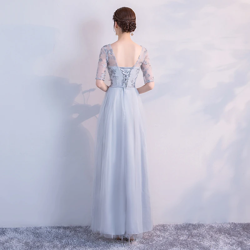 2019 Элегантное Длинное платье серого цвета для подружки невесты свадебной