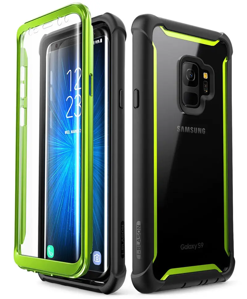 Для samsung Galaxy S9 чехол i-Blason Ares серия полный корпус Прочный Прозрачный Бампер чехол со встроенной защитной пленкой - Цвет: Green