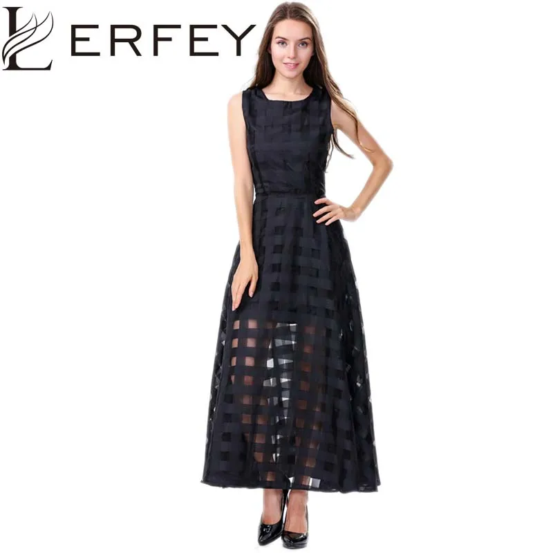 LERFEY Vestidos женское летнее платье Элегантное винтажное клетчатое белое черное из