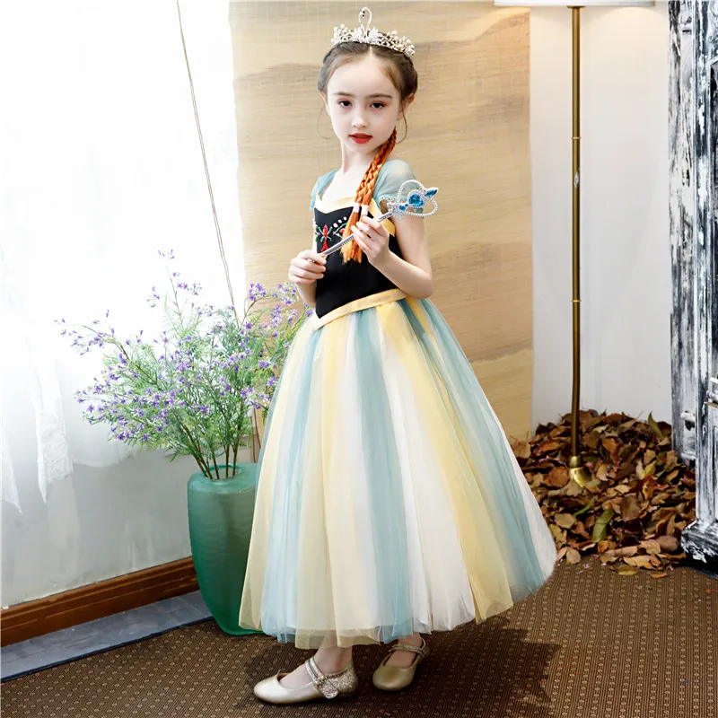 2019 Girl Anna Dress up Costume Children Summer Tulle Princess Party Cosplay Fancy for Halloween Gift | Детская одежда и обувь