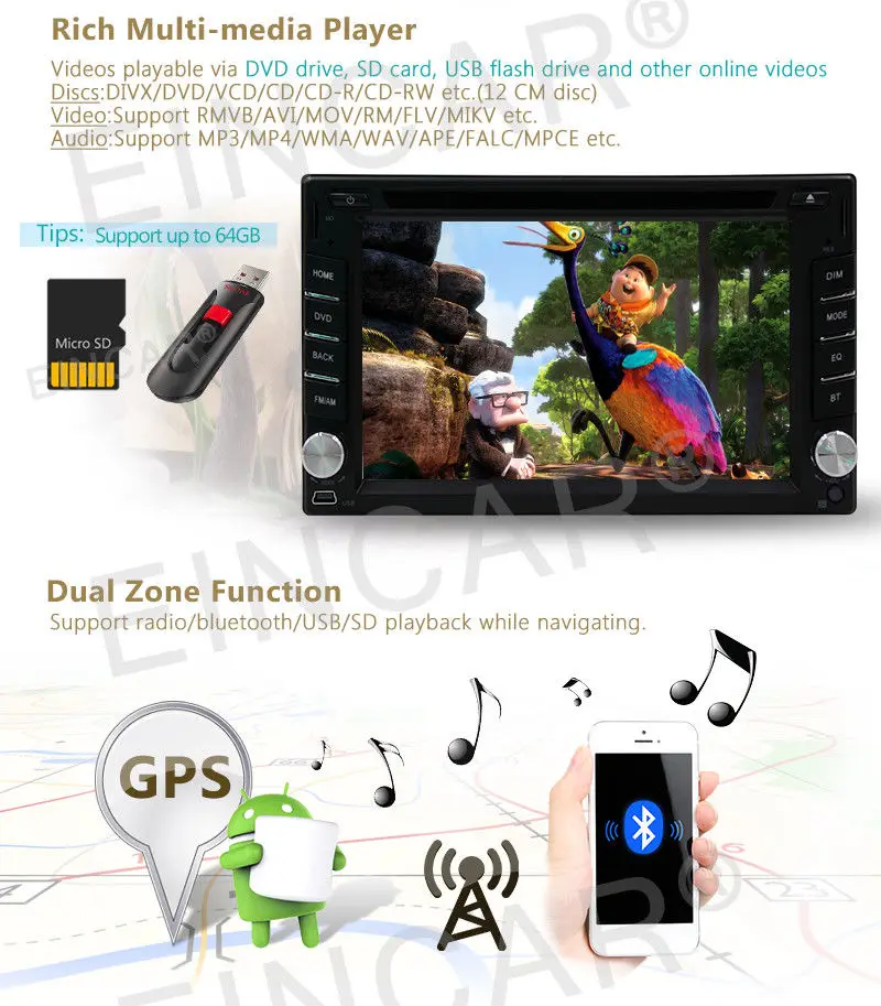 Android 6.0 6.2 &quotдвойной 2din автомобиля Радио стерео dvd плеер GPS nav OBD2 4 г Wi Fi HD|android 6.0|2din car