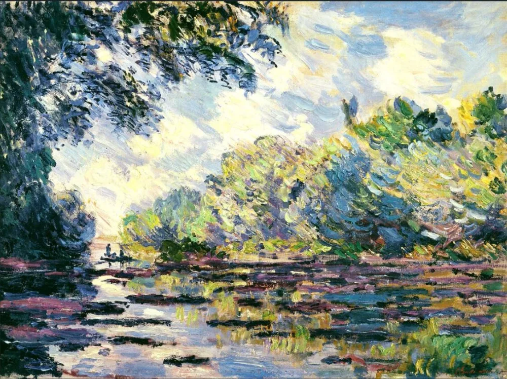 

High quality Oil painting Canvas Reproductions Section of the Seine, near Giverny (1885) By Claude Monet Painting hand painted