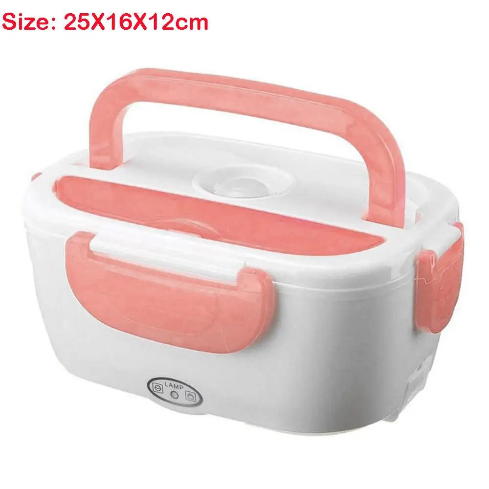 US Plug 110V40W Pink 110/220 В/Автомобильная вилка, портативный Электрический нагревательный Ланч-бокс, подогреватель пищи, контейнер для риса для дома, автомобиля, 4 пряжки, наборы посуды - Цвет: US Plug 110V40W Pink