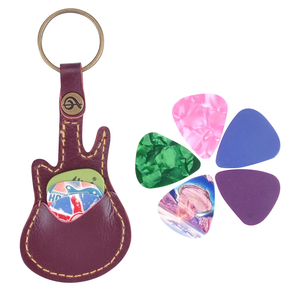 Чехол держатель для ключей гитары из коровьей кожи с 4 пластинами бас укулеле