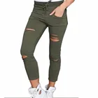 2020 женские модные хлопковые брюки-карандаш с дырками узкие брюки девять точек Стрейчевые джинсы с высокой талией узкие брюки капри Лидер продаж