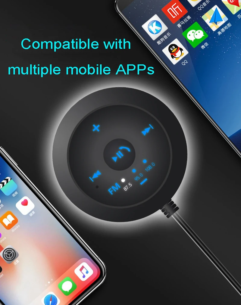 JINSERTA 3,5 мм AUX Bluetooth 5,0 аудио приемник автомобильный MP3-плеер Музыкальный адаптер Handsfree LED Автомобильный Динамик потоковый комплект