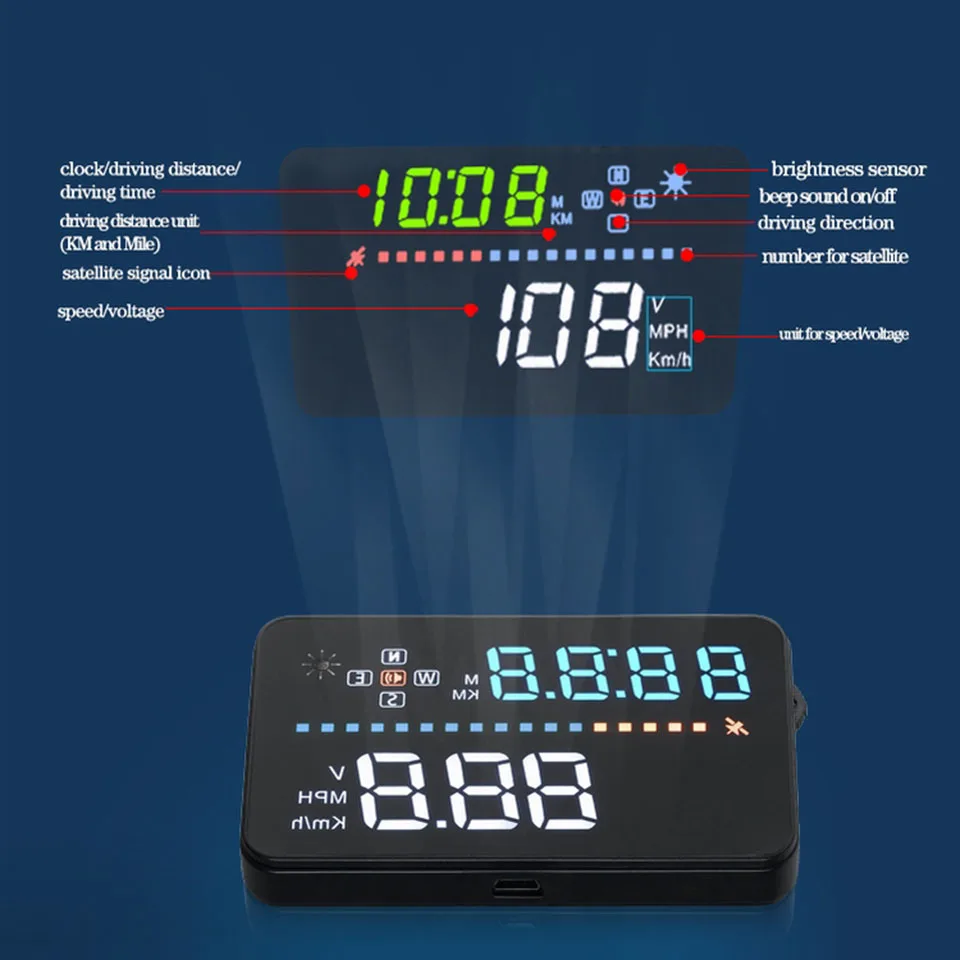 VJOYCAR A3 Автомобильный дисплей Hud GPS Спидометр Winshield проектор с OBD кабелем|digital car