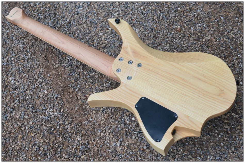 7 струн Безголовый электрогитара Стиль Синий взрыв spalted вьющиеся клен Топ Пламя клен шеи