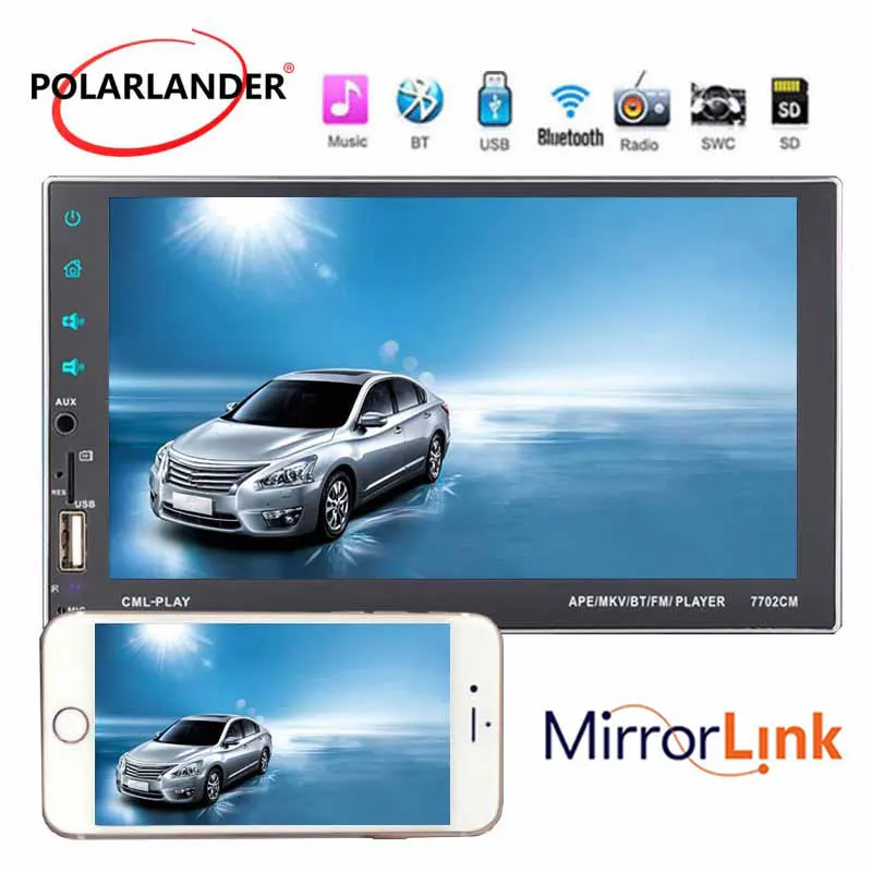 

7" 2 Din Bluetooth Wireless MP5 Player Stereo 2018 New HD Capacitive Screen Reversing Rear View Mirror Link USB/AUX/FM/SD/SWC