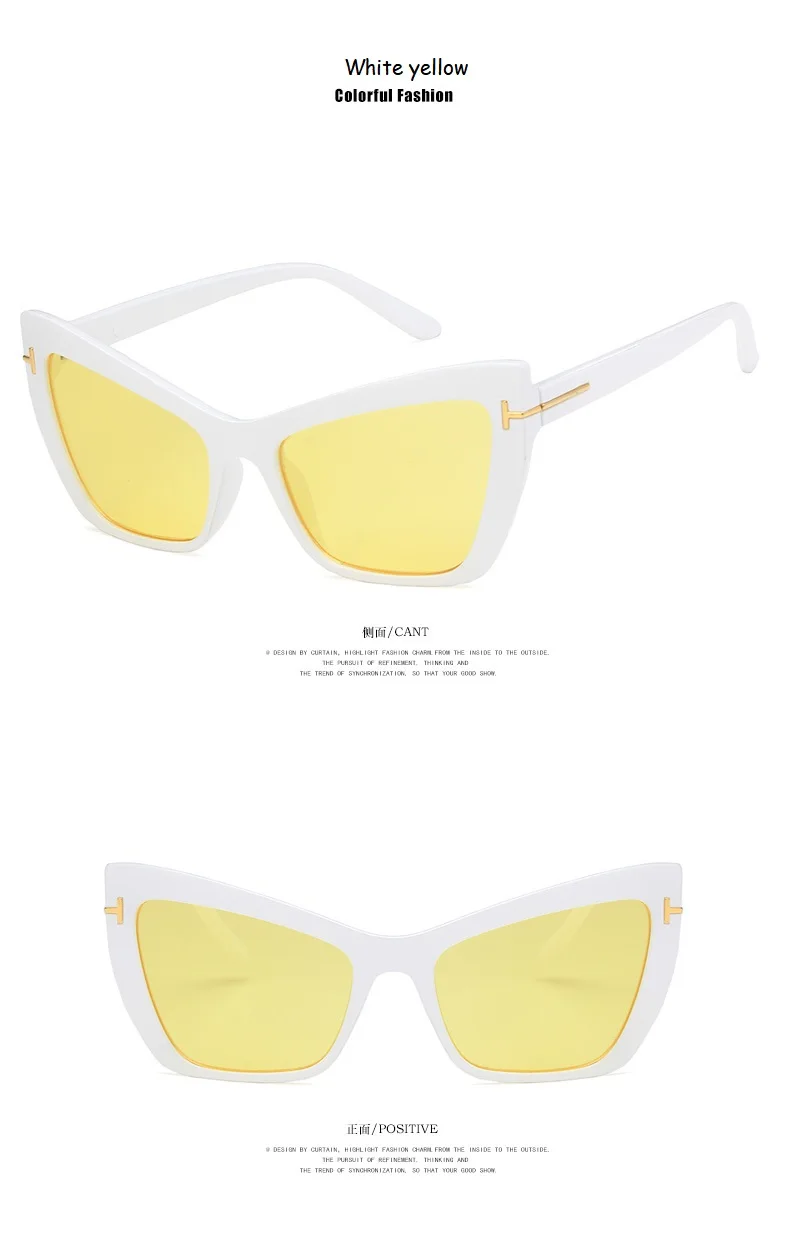 Солнцезащитные очки кошачий глаз, женские брендовые дизайнерские солнцезащитные очки, мужские винтажные очки с большой оправой, женские трендовые очки UV400