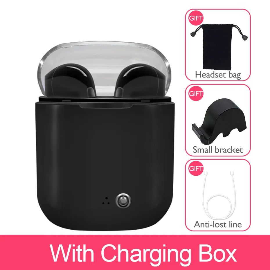 Black with Box Bluetooth наушники, мини беспроводные наушники, беспроводные наушники, стерео спортивные наушники-вкладыши, гарнитура для телефона, IPhone, samsung, sony - Цвет: Black with Box