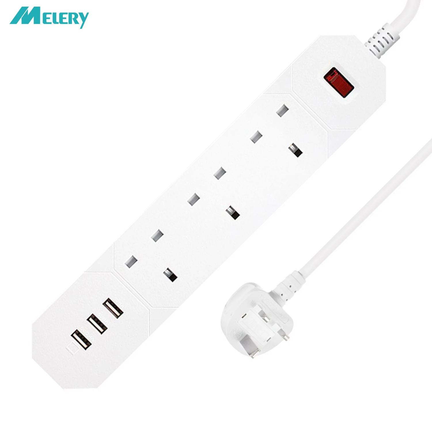 Сетевой фильтр-удлинитель 3 AC UK розетки с USB быстрой зарядкой Ports13A/3250 W 1,8 m