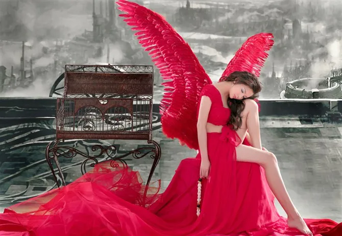 2017 Красный Новый Стиль Крылья Ангела реквизит Подиум шоу Праздничный Ангел перья