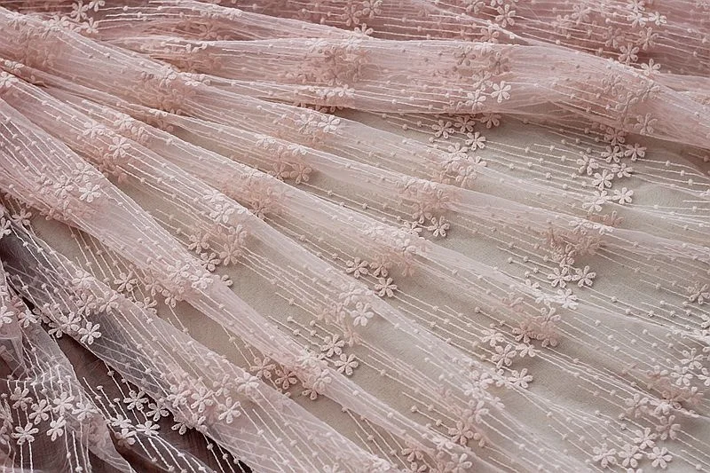 Пользовательский OS1 милый розовый белый молочный шелковая пряжа вышитая ткань