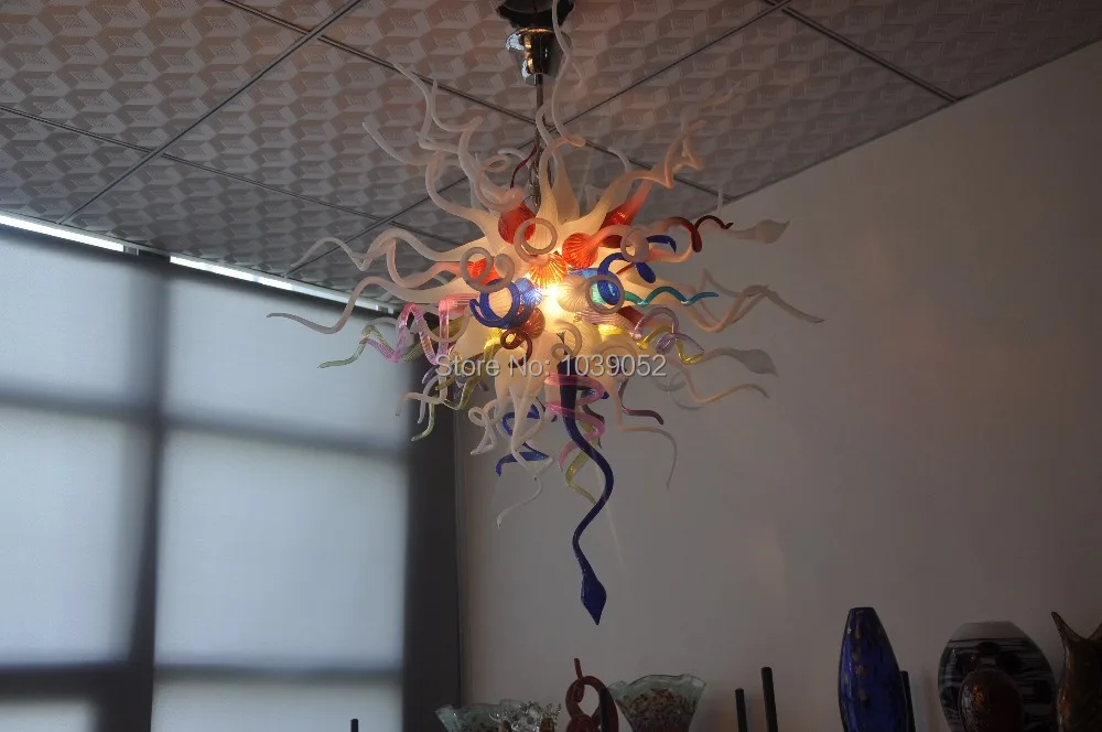 

Multi Colored Hand Blown Art Glass Japanese Style Ceiling Light