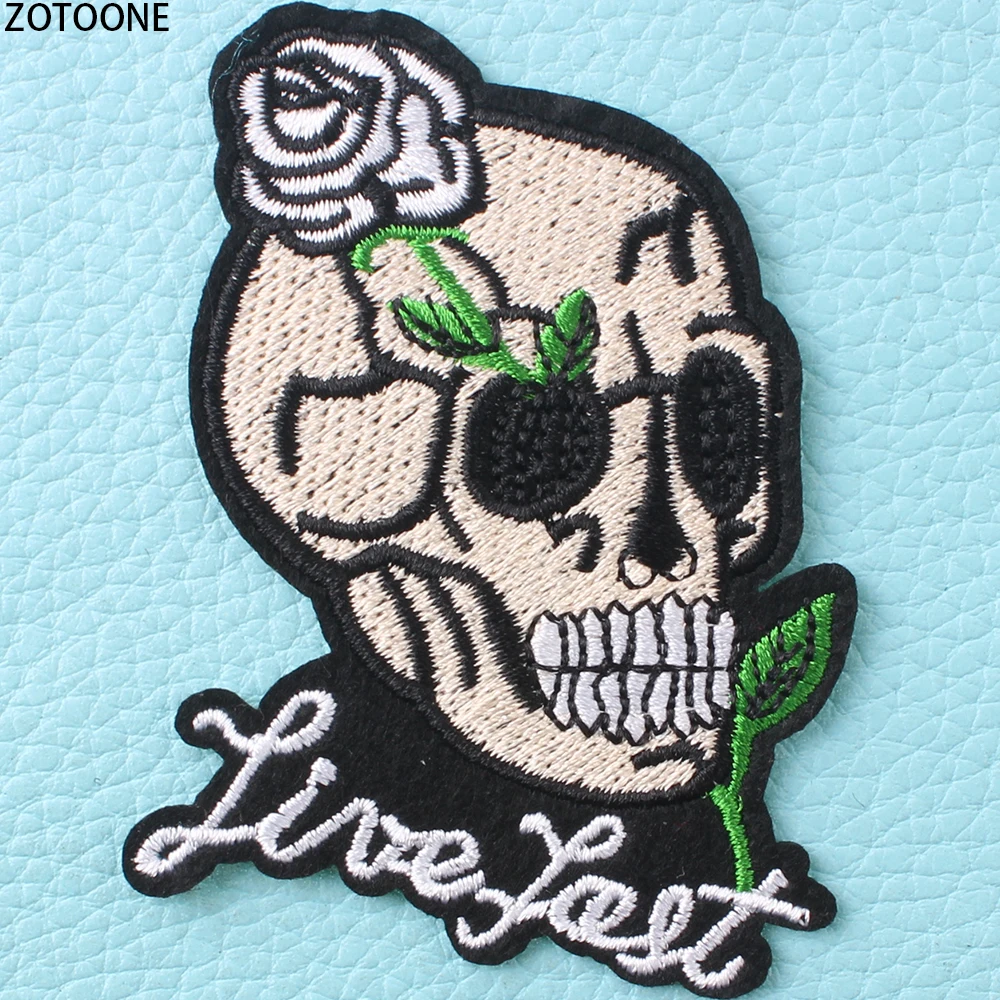 ZOTOONE 14Pcs Punk Skull Patch for Clothing Vintage Embroidered Clothes Patches Application Badges Stickers Applique Garment | Дом и сад