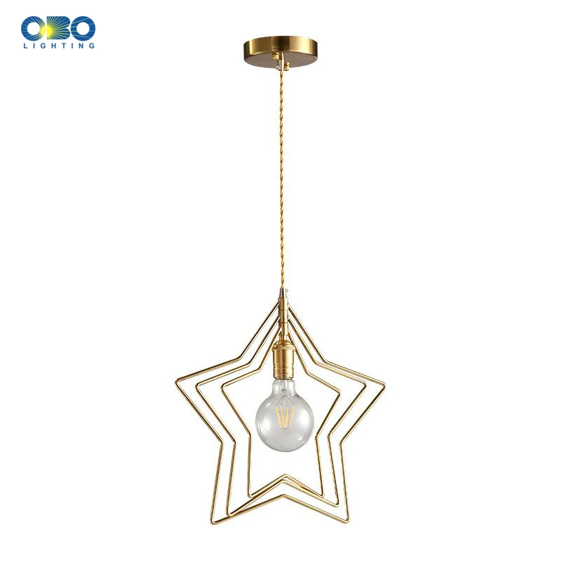 Nordic Star Pendant Lamp Living Room Bedroom Gold Metal Minimalist Chandelier 6W LED Bulb 110V 220V Creative Indoor Lighting | Лампы и