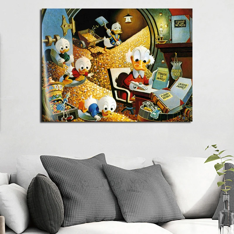 Uncle Scrooge Duck Аниме Обои на холсте плакаты принты настенные художественные картины декоративные картины Современные украшения дома аксессуары