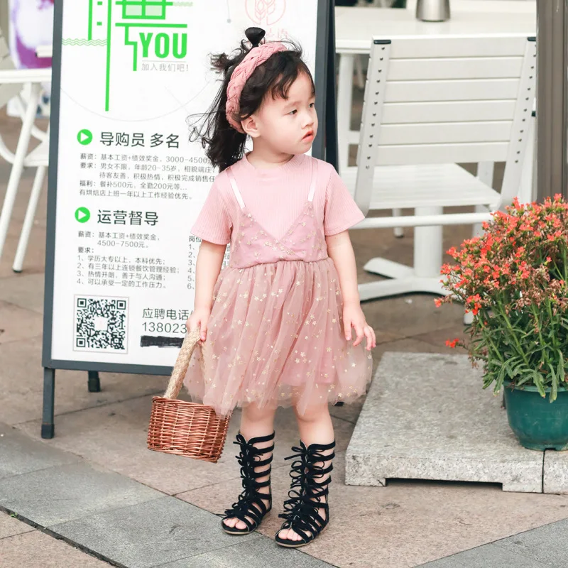 Kids Dresses for Girls Toddler Girl Cute Mesh Patchwork Dress Star Print Ball Gown Children's Princess Party | Детская одежда и