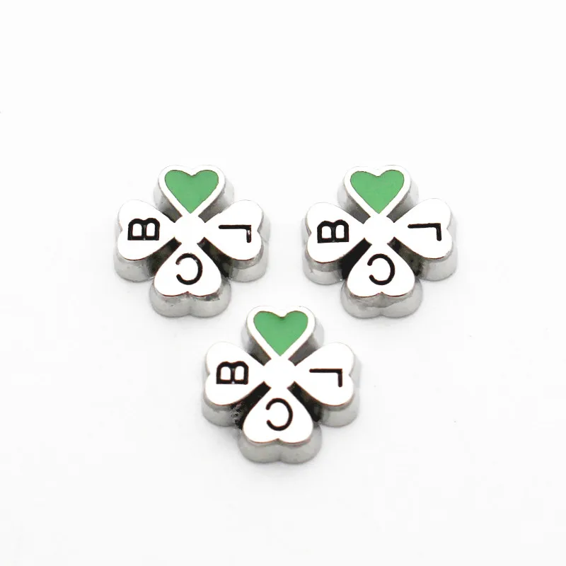 Новый стиль 10 шт./лот металлическая эмаль четыре листа клевера сердце серебро