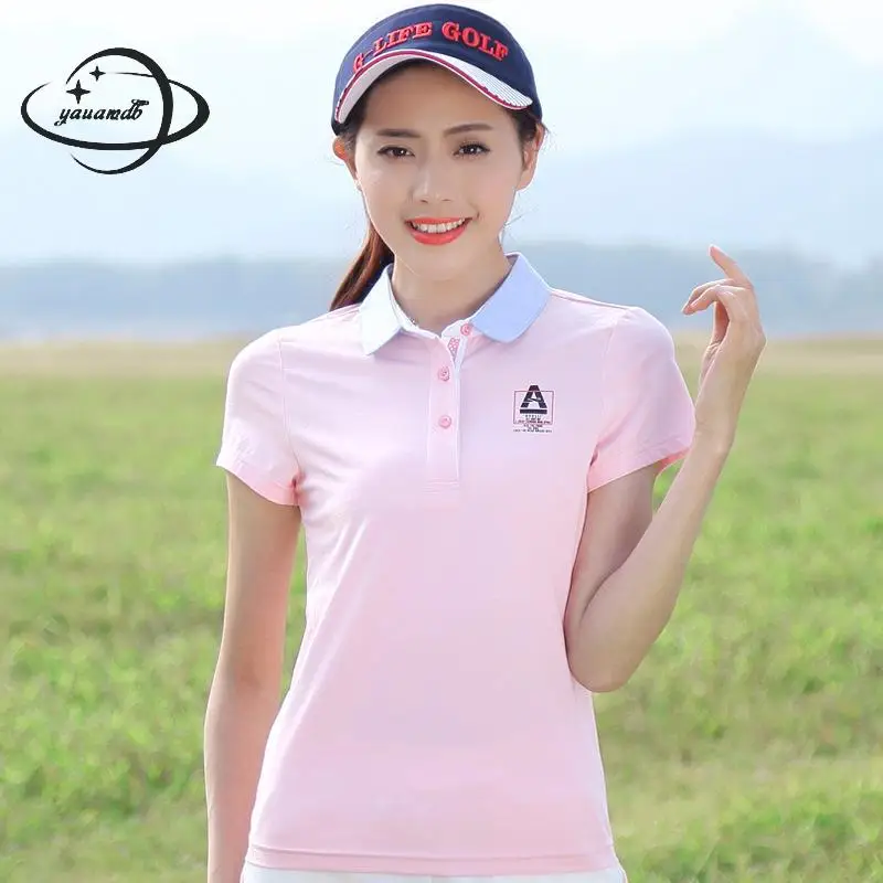 YAUAMDB women polo shirts summer M-4XL female tops print tees clothing short sleeve slim fashion casual ladies clothes ly46