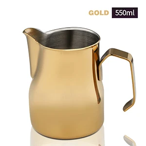 Gold 550ml Стиль, разноцветный кувшин для вспенивания молока, эспрессо, кувшин для кофе, бариста, крафтовый кофе, латте, из нержавеющей стали, эспрессо, кувшин для молока - Цвет: Gold 550ml