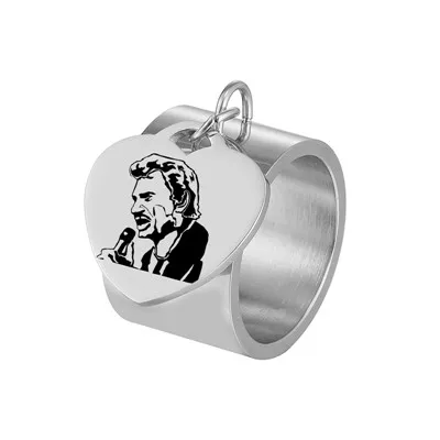 Кольцо для мужчин с надписью «Johnny Hallyday», титановые Ювелирные изделия, мужские кольца из нержавеющей стали в стиле панк, золотые серебряные обручальные кольца для женщин - Цвет основного камня: No.11