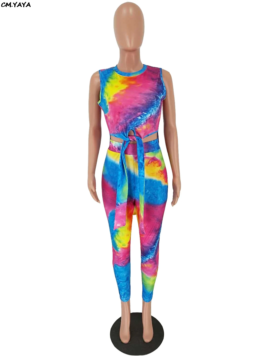 Новинка 2019 женский летний костюм с принтом tie dye galaxy о-образным вырезом высоким