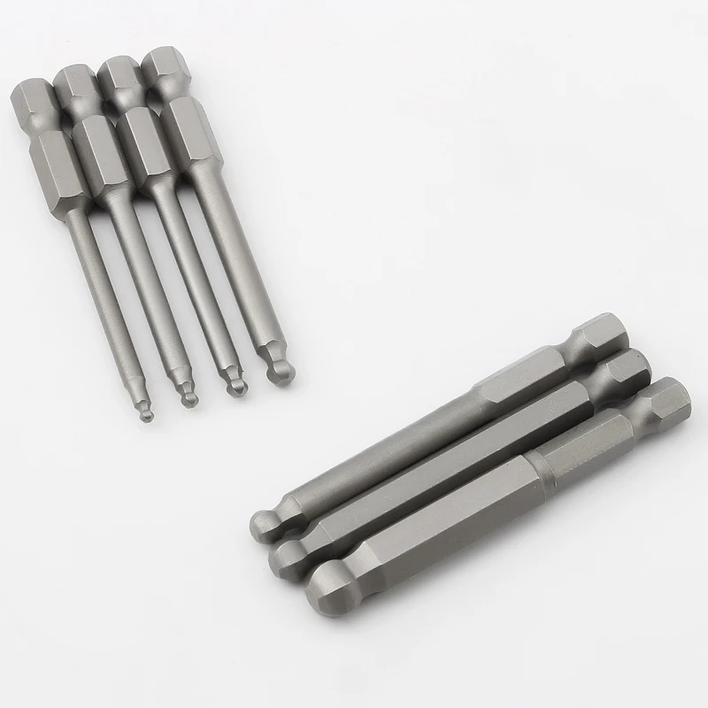 

65mm H2-H8 Ball End Hex Bits for Screwdriver 1/4" Hex Shank Bit Kit Magnetic Screwdriver Bit Set