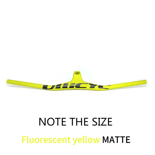 Ullicyc 2019MTB Bicycle Riser-17 degree One-shaped Integrated Handlebar With Stem 3K Black Gloss or Matte Carbon bike Handlebar - Color: Matte Yellow
