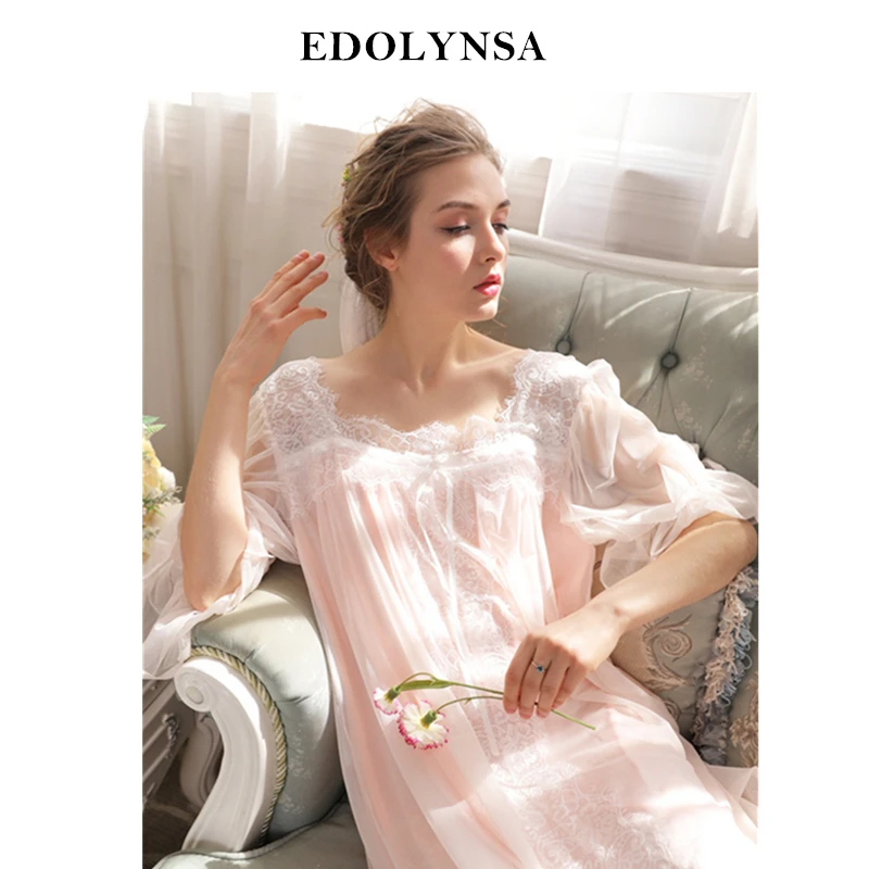 

Sexy Nightgowns Sleepshirts 2023 Lace Sleepwear Soft Nightgown Sleep & lounge Nightdress Solid Home Dress Nightgown Female #H560