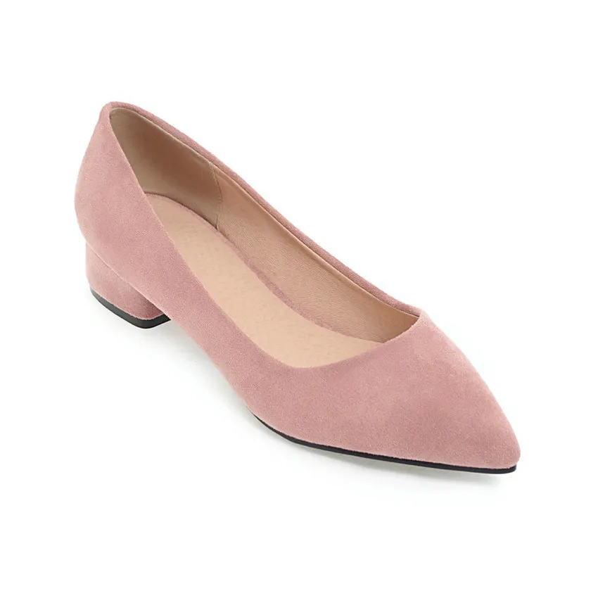 Pink 3cm QUTAA/ г.; женская обувь; модные женские туфли-лодочки на высоком квадратном каблуке без застежки; повседневные свадебные туфли с острым носком; размеры 34-43 - Цвет: Pink 3cm