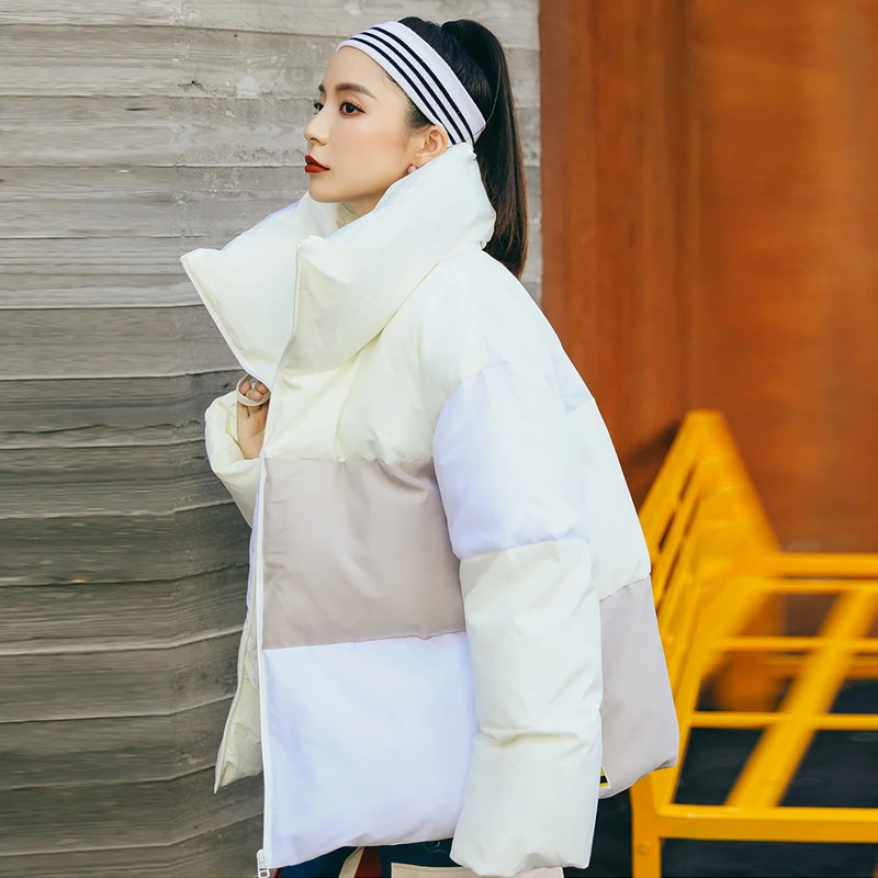 Harajuku Женская куртка-парка 2018 милые зимние корейские бойфренд стильная куртка Для