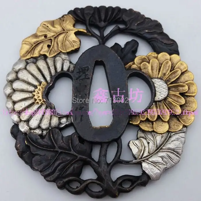 Кованые японский катана аксессуар части Tsuba место для меч самурая листьев