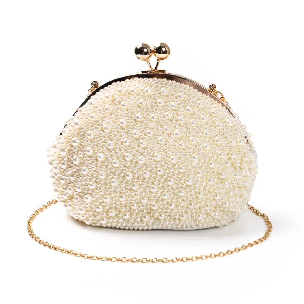Белая сумка через плечо с бусинами принцессы ручная работа клатч женский кошелек